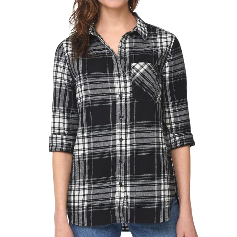 Beachlunchlounge Paid Flannel tunic button down shirt size L